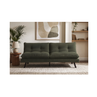 Canapé convertible AZENA 3 places en tissu côtelé – Vert foncé et noir – 190 x 80 x 90 cm