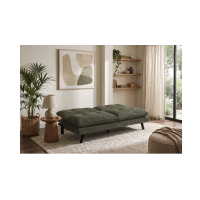 Canapé convertible AZENA 3 places en tissu côtelé – Vert foncé et noir – 190 x 80 x 90 cm