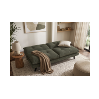 Canapé convertible AZENA 3 places en tissu côtelé – Vert foncé et noir – 190 x 80 x 90 cm