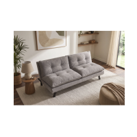 Canapé convertible AZENA 3 places en tissu chenille – Beige et noir – 190 x 80 x 90 cm