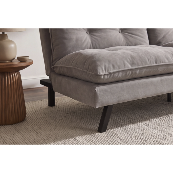 Canapé convertible AZENA 3 places en tissu chenille – Beige et noir – 190 x 80 x 90 cm