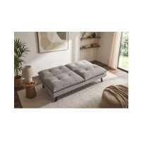 Canapé convertible AZENA 3 places en tissu chenille – Beige et noir – 190 x 80 x 90 cm