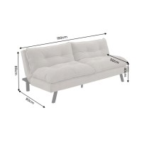 Canapé convertible AZENA 3 places en tissu chenille – Beige et noir – 190 x 80 x 90 cm
