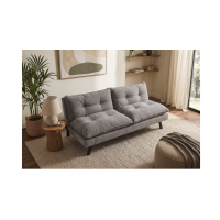 Canapé convertible AZENA 3 places en tissu chenille – Gris et noir – 190 x 80 x 90 cm