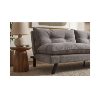 Canapé convertible AZENA 3 places en tissu chenille – Gris et noir – 190 x 80 x 90 cm