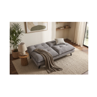 Canapé convertible AZENA 3 places en tissu chenille – Gris et noir – 190 x 80 x 90 cm