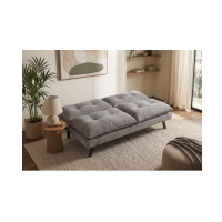 Canapé convertible AZENA 3 places en tissu chenille – Gris et noir – 190 x 80 x 90 cm