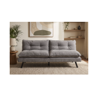 Canapé convertible AZENA 3 places en tissu chenille – Gris et noir – 190 x 80 x 90 cm