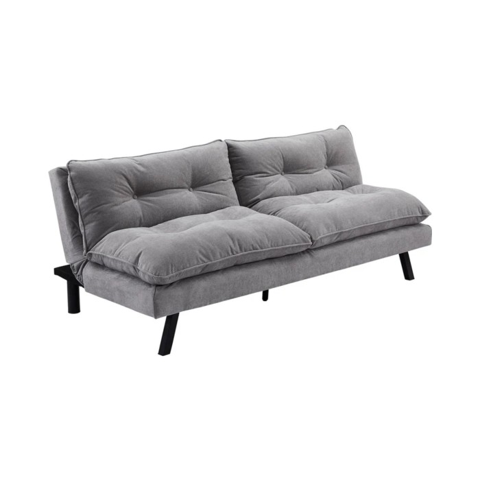 Canapé convertible AZENA 3 places en tissu chenille – Gris et noir – 190 x 80 x 90 cm