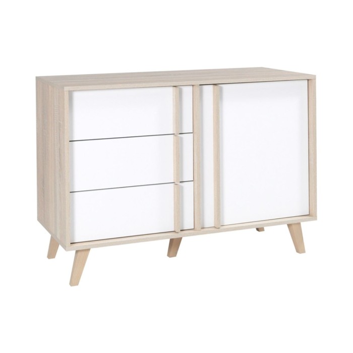 Commode MALMO chêne clair et blanc