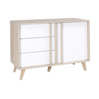 Commode MALMO chêne clair et blanc