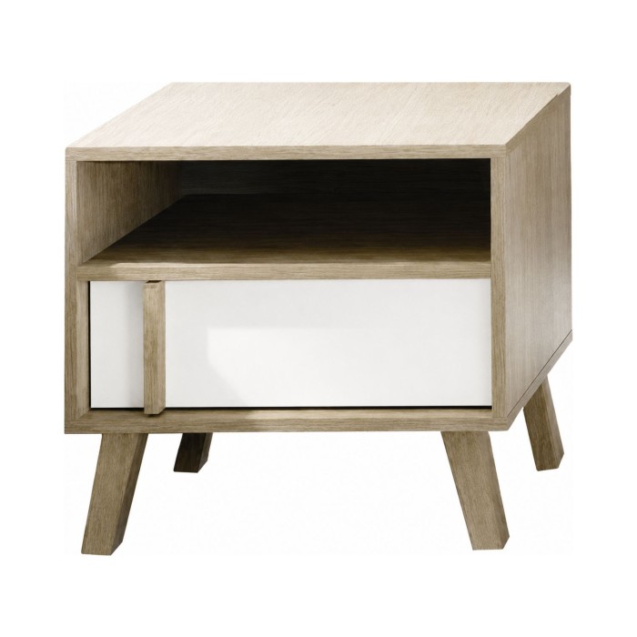 copy of Pack cama WOOD 180 x 200 cm con LED y 2 mesitas de noche – Blanco y roble – Conjunto de dormitorio de diseño