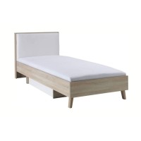 Lit MALMO 90x200 chêne clair et blanc