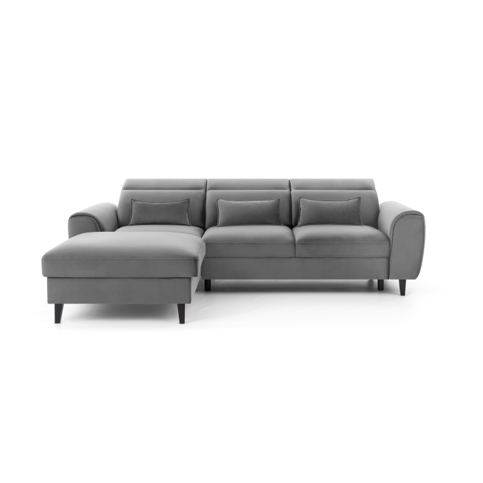 Canapé d'angle convertible gris angle gauche 4 places FABLE 
