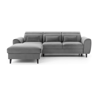 Canapé d'angle convertible gris angle gauche 4 places FABLE 