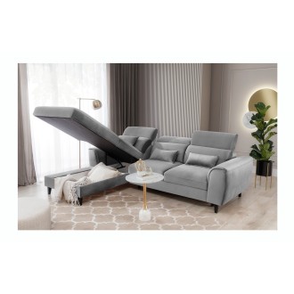 Canapé d'angle convertible gris angle gauche 4 places FABLE 