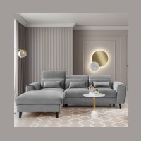 Canapé d'angle convertible gris angle gauche 4 places FABLE 