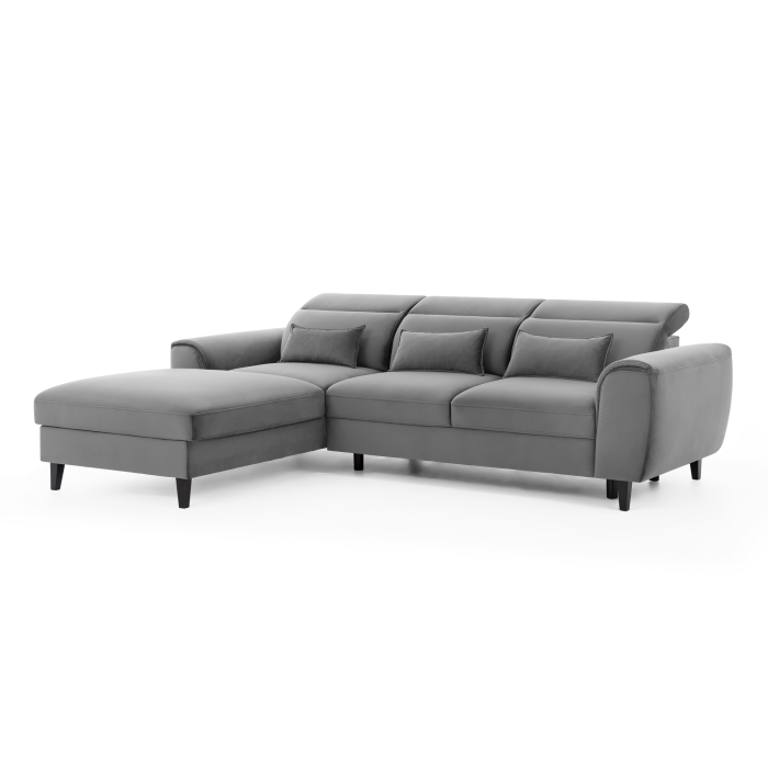 Canapé d'angle convertible gris angle gauche 4 places FABLE 