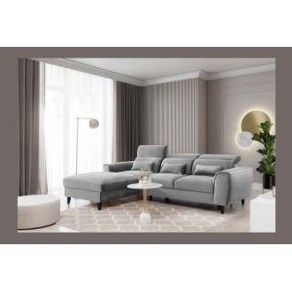 Canapé d'angle convertible gris angle gauche 4 places FABLE 