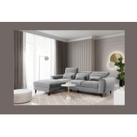 Canapé d'angle convertible gris angle gauche 4 places FABLE 