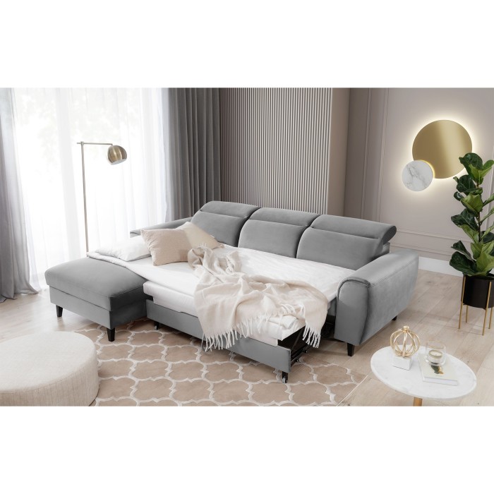 Canapé d'angle convertible gris angle gauche 4 places FABLE 