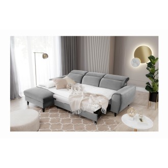 Canapé d'angle convertible gris angle gauche 4 places FABLE 