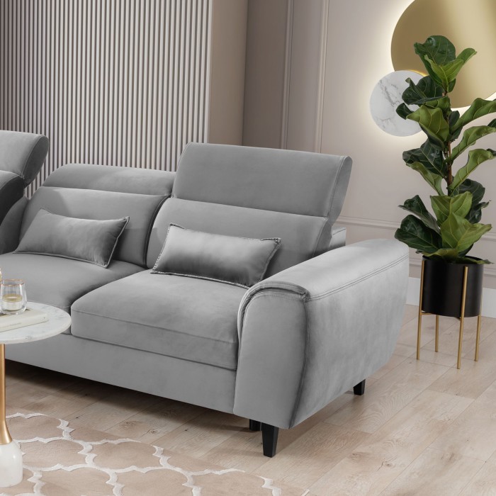 Canapé d'angle convertible gris angle gauche 4 places FABLE 