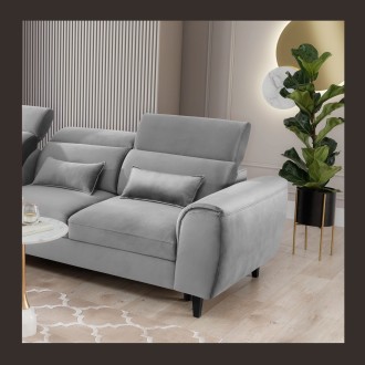 Canapé d'angle convertible gris angle gauche 4 places FABLE 