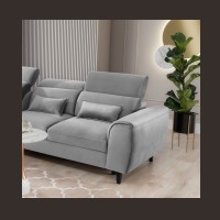 Canapé d'angle convertible gris angle gauche 4 places FABLE 