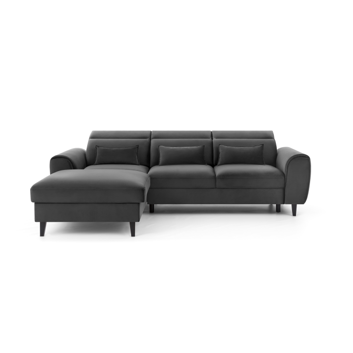 Canapé d'angle convertible gris foncé angle gauche 4 places FABLE 