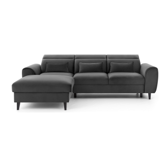 Canapé d'angle convertible gris foncé angle gauche 4 places FABLE 