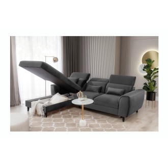 Canapé d'angle convertible gris foncé angle gauche 4 places FABLE 