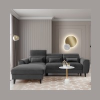 Canapé d'angle convertible gris foncé angle gauche 4 places FABLE 