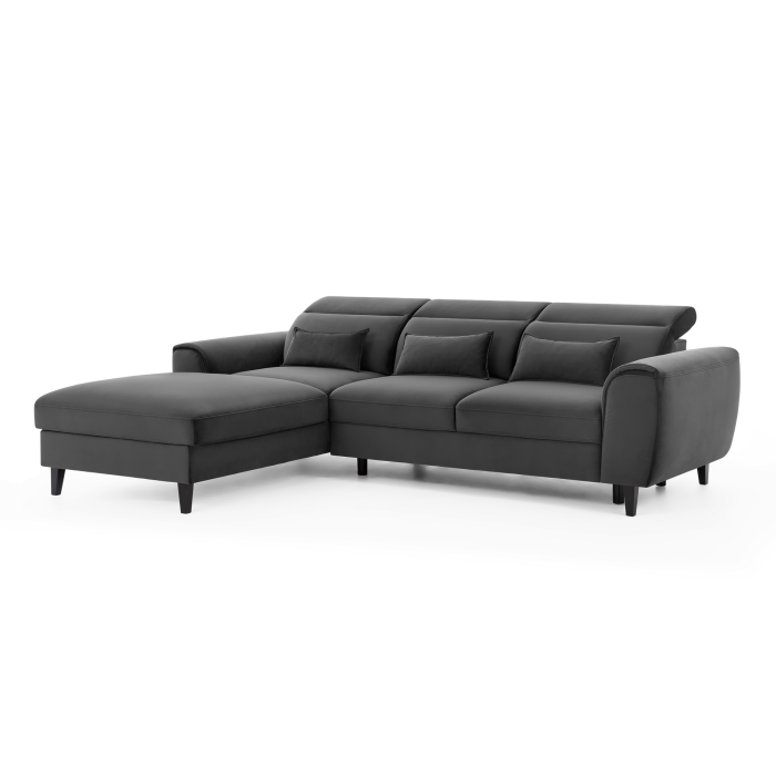 Canapé d'angle convertible gris foncé angle gauche 4 places FABLE 