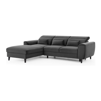 Canapé d'angle convertible gris foncé angle gauche 4 places FABLE 