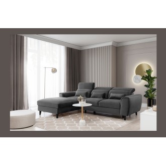 Canapé d'angle convertible gris foncé angle gauche 4 places FABLE 