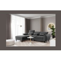 Canapé d'angle convertible gris foncé angle gauche 4 places FABLE 