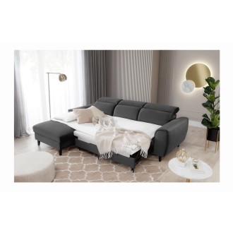 Canapé d'angle convertible gris foncé angle gauche 4 places FABLE 