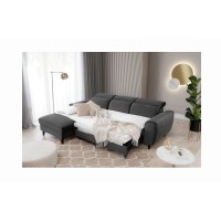 Canapé d'angle convertible gris foncé angle gauche 4 places FABLE 