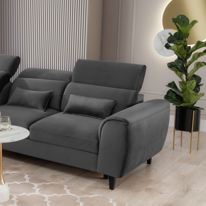 Canapé d'angle convertible gris foncé angle gauche 4 places FABLE 