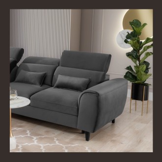Canapé d'angle convertible gris foncé angle gauche 4 places FABLE 