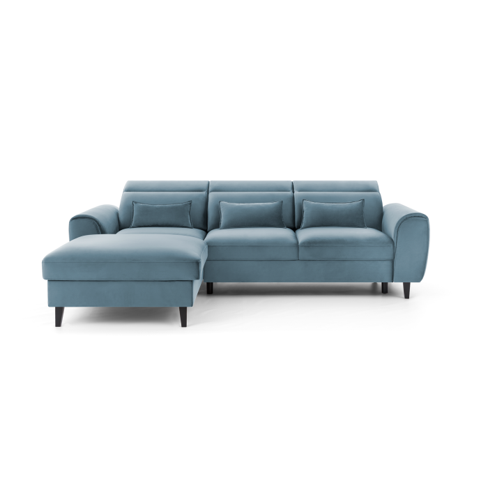 Canapé d'angle convertible bleu angle gauche 4 places FABLE 