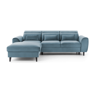 Canapé d'angle convertible bleu angle gauche 4 places FABLE 