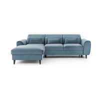 Canapé d'angle convertible bleu angle gauche 4 places FABLE 