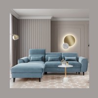 Canapé d'angle convertible bleu angle gauche 4 places FABLE 