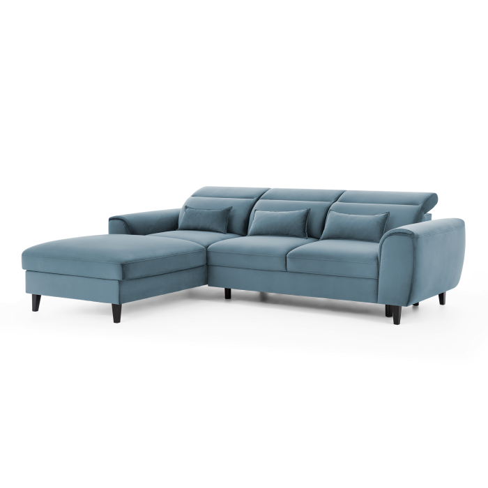 Canapé d'angle convertible bleu angle gauche 4 places FABLE 