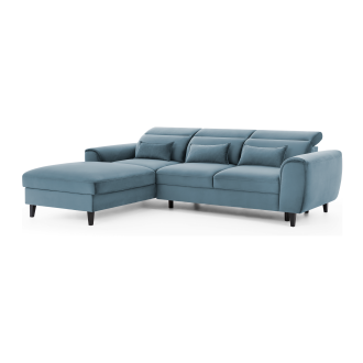 Canapé d'angle convertible bleu angle gauche 4 places FABLE 
