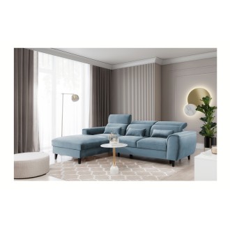 Canapé d'angle convertible bleu angle gauche 4 places FABLE 