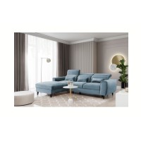 Canapé d'angle convertible bleu angle gauche 4 places FABLE 