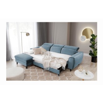 Canapé d'angle convertible bleu angle gauche 4 places FABLE 